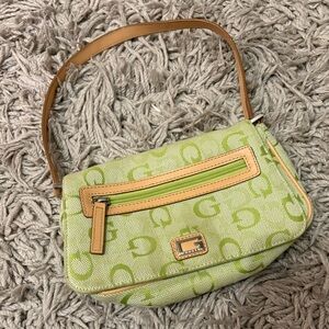 Rare Vintage Y2K Guess Lime Green Patterned Shoulder Bag
